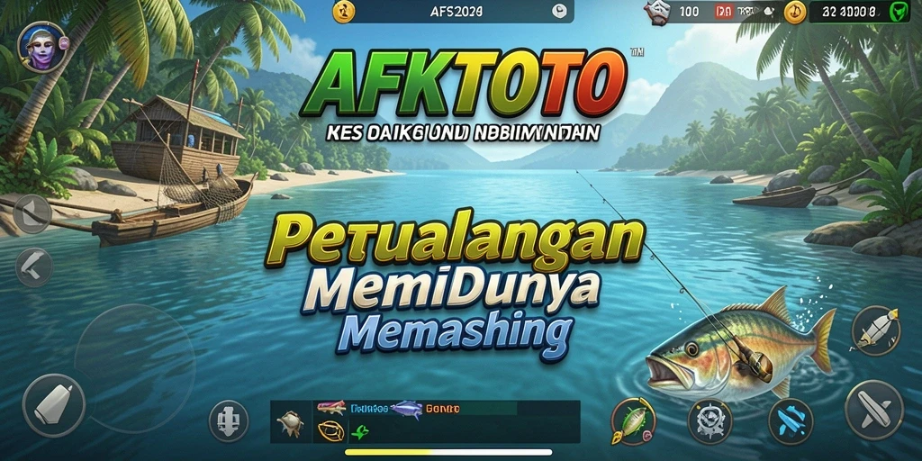 Tampilan gameplay AFKTOTO menunjukkan keseruan memancing yang mendebarkan.