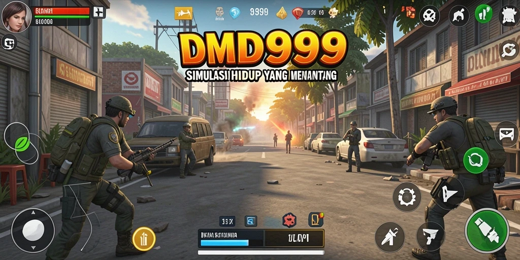 Screenshot utama DMD999 menampilkan gameplay simulasi yang mendetail dan interaktif.