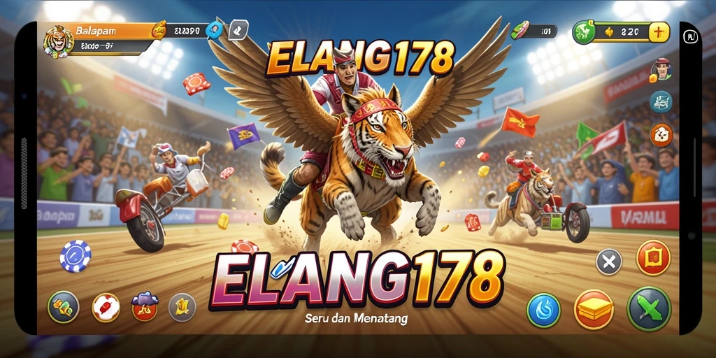 Screenshot gameplay ELANG178 menampilkan balapan seru dengan kendaraan yang cepat.