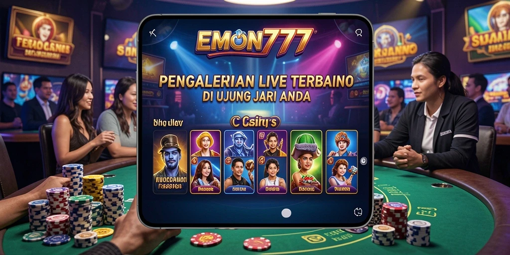 Tampilan gameplay Live Casino seru di EMON777 dengan dealer yang ramah.
