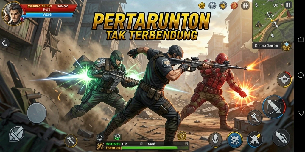 Gameplay F08 menampilkan pertarungan seru antara karakter-karakter unik.