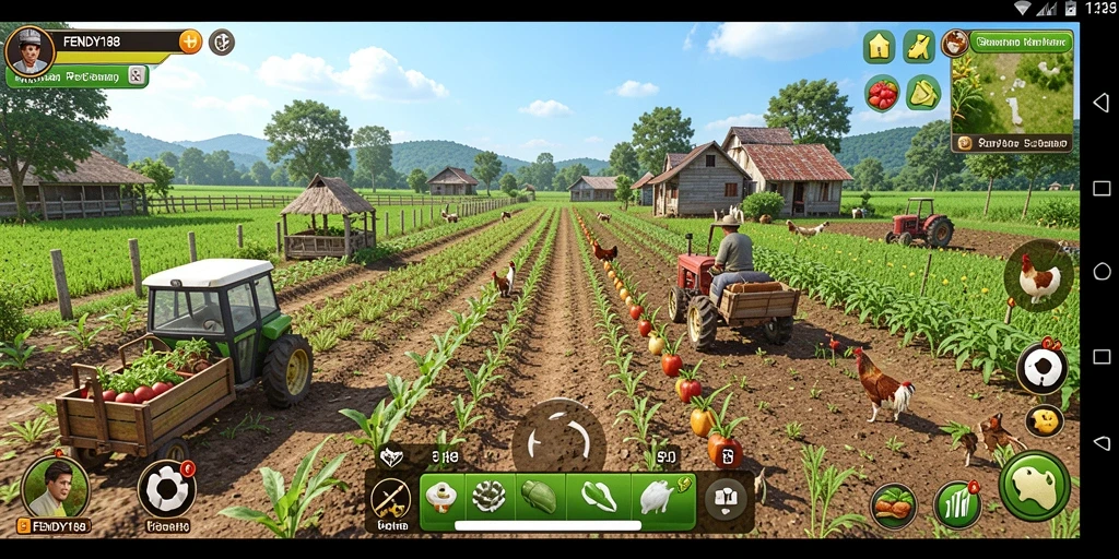 Tampilan gameplay FENDY188 dengan kebun yang hijau dan subur.