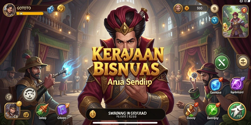 Tampilan gameplay yang menarik di GOTOTO saat membangun kerajaan bisnis.