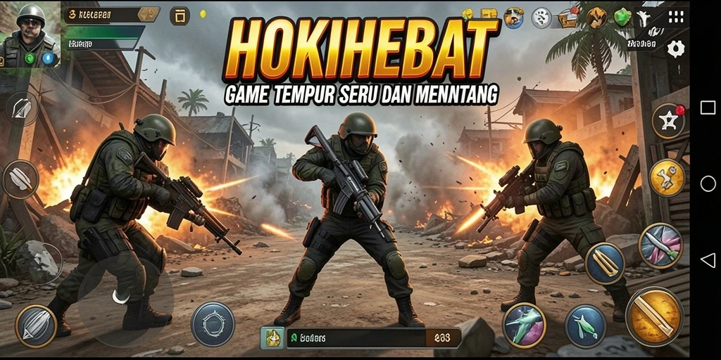 Tangkapan layar dari HOKIHEBAT menampilkan aksi pertempuran seru.
