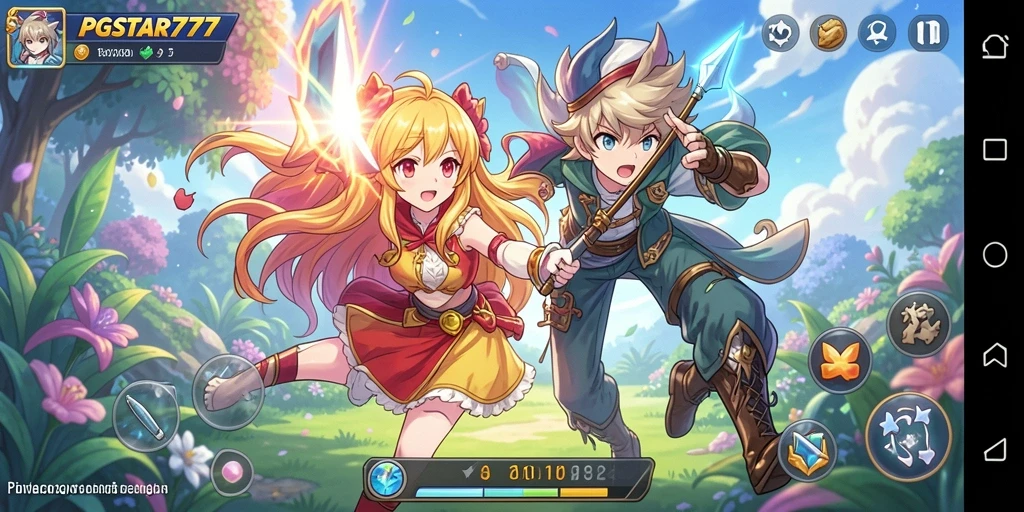 Tangkapan layar PGSTAR777 menunjukkan pertarungan karakter anime yang menegangkan.