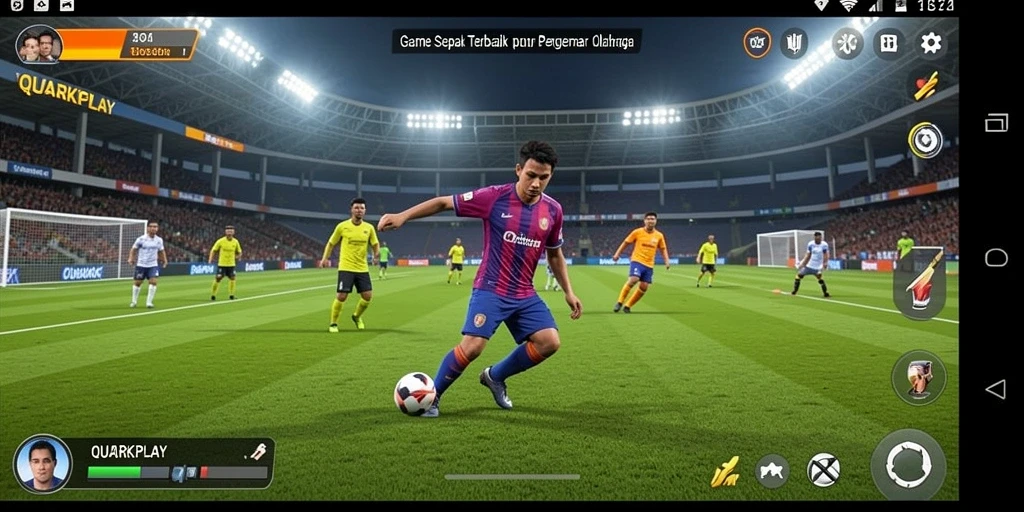 Tampilan gameplay <strong>QUARKPLAY</strong> yang menarik dan penuh aksi sepak bola.