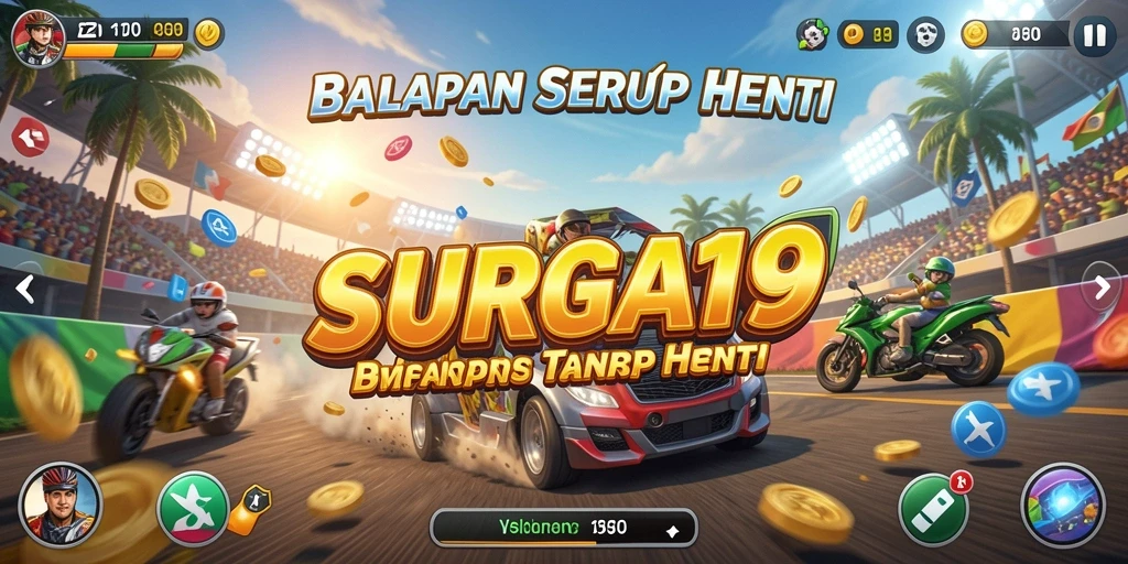 Tampilan gameplay balapan seru di SURGA19.